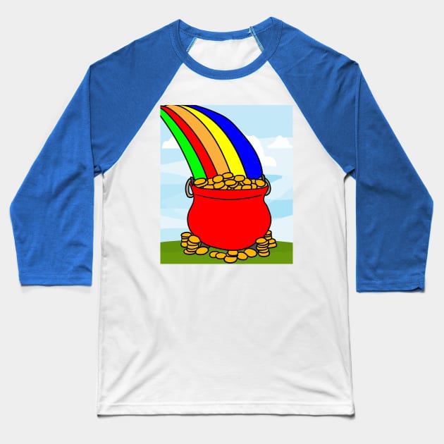 Rainbow With Boiler Pot Full Of Gold Baseball T-Shirt by flofin